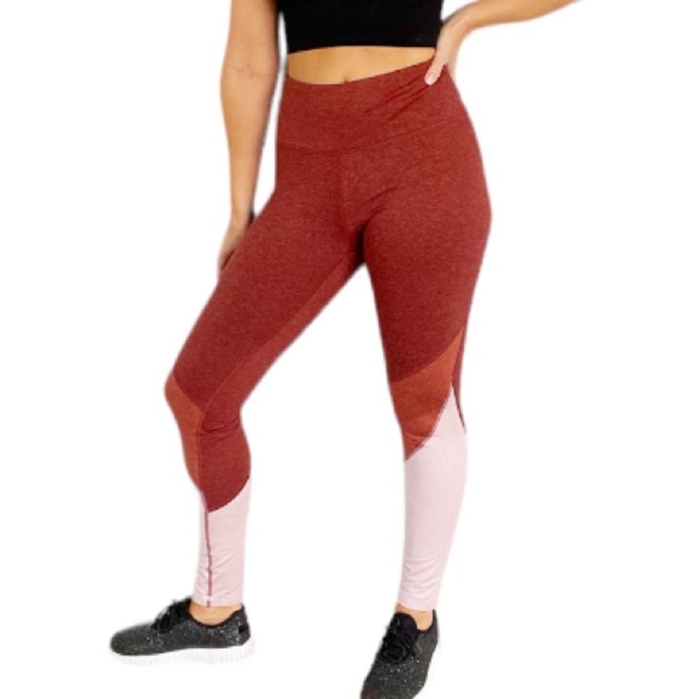 Old Navy Active red pink color block full length elevate leggings size medium